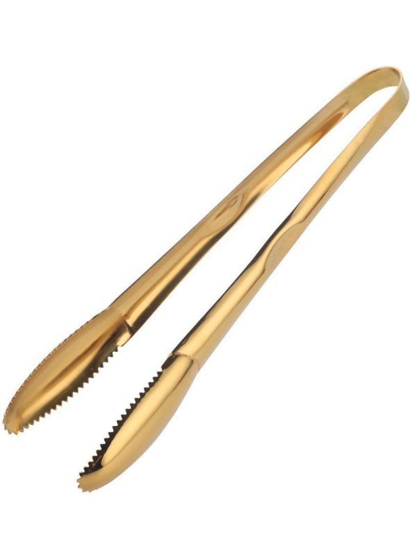 Y&D 23cm Stainless Steel Heat Resistant Food Tongs, Perfect for handling Food Salads BBQ Pasta and Grilling in The Kitchen, at Weddings Bars and Home Parties(Gold) - Image 1